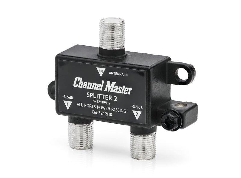 Channel Master Splitter 2 | 2-Way Splitter Distributes Digital HDTV Antenna Signal to 2 TVs, One Input and Two Outputs, Power Passing for Preamplifiers and Boosters, Low-Loss Design, Indoor/Outdoor - Image 2